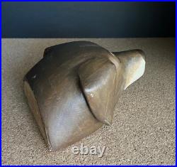 Vintage Folk Art Carved Wood Dog Head