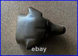 Vintage Folk Art Carved Wood Dog Head