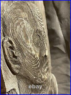 Vintage Folk Art Carved Wooden Deep Relief Figural Hanging Sculpture