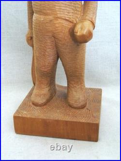 Vintage Folk Art Carving, Male Child Portrait Sculpture Wooden Statue