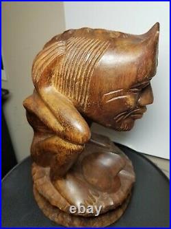 Vintage Folk Art Devil Demon Primitive Sculpture Figure Tribal 11 Wood Carved