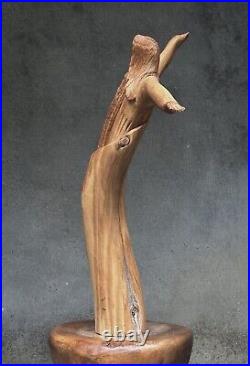 Vintage Folk Art Figurative Hand Carved Wood Sculpture