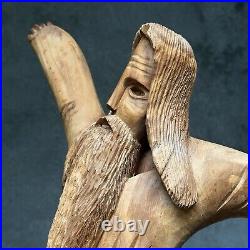 Vintage Folk Art Figurative Hand Carved Wood Sculpture