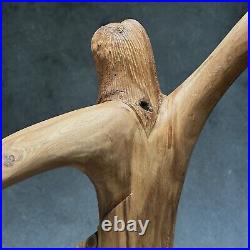 Vintage Folk Art Figurative Hand Carved Wood Sculpture