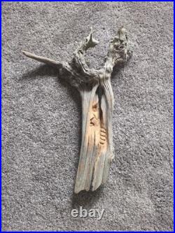 Vintage Folk Art Hand Carved Old Man Face Spirit Tree Driftwood Sculpture 27