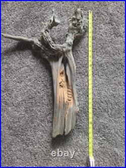Vintage Folk Art Hand Carved Old Man Face Spirit Tree Driftwood Sculpture 27