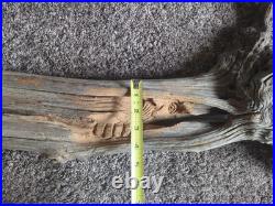 Vintage Folk Art Hand Carved Old Man Face Spirit Tree Driftwood Sculpture 27