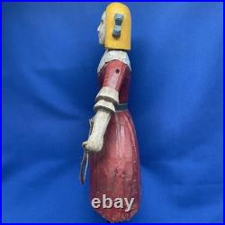 Vintage Folk Art Hand Carved Sculpture Girl With Red Dress Jump Rope 12x8in 2Lbs