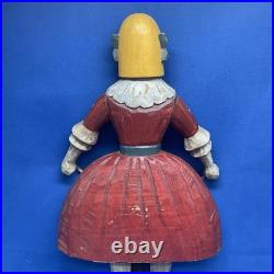 Vintage Folk Art Hand Carved Sculpture Girl With Red Dress Jump Rope 12x8in 2Lbs