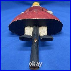 Vintage Folk Art Hand Carved Sculpture Girl With Red Dress Jump Rope 12x8in 2Lbs