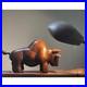 Vintage Folk Art Hand Carved Wood Bull Sculpture