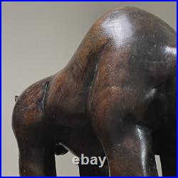 Vintage Folk Art Hand Carved Wood Bull Sculpture