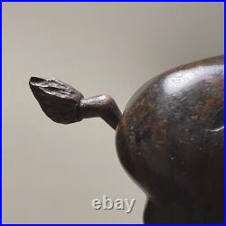 Vintage Folk Art Hand Carved Wood Bull Sculpture