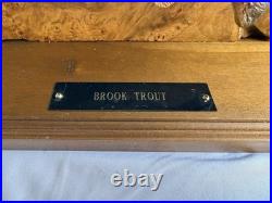 Vintage Folk Art Hand Carved Wooden Brook Trout Sculpture on Burl Wood Slab