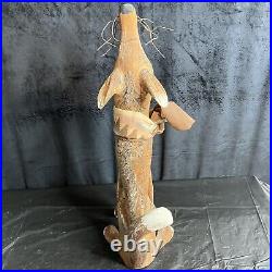 Vintage Folk Art Hand Carved Wooden Howling Coyote 1990 Artist Signed