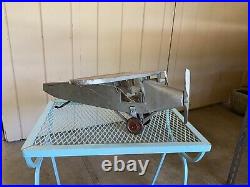 Vintage Folk Art Metal Carved Wood Sculpture Airplane Plane