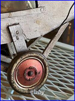 Vintage Folk Art Metal Carved Wood Sculpture Airplane Plane