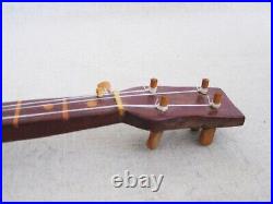 Vintage Folk Art Miniature Banjo Sculpture Carved Wood Musical