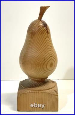 Vintage Folk Art Primitive Wood Sculpture Of A Pear
