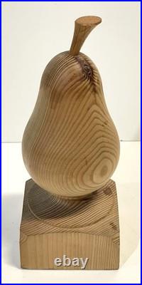 Vintage Folk Art Primitive Wood Sculpture Of A Pear