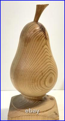Vintage Folk Art Primitive Wood Sculpture Of A Pear