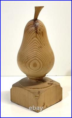 Vintage Folk Art Primitive Wood Sculpture Of A Pear