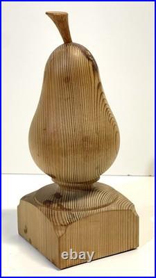 Vintage Folk Art Primitive Wood Sculpture Of A Pear