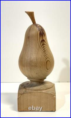 Vintage Folk Art Primitive Wood Sculpture Of A Pear