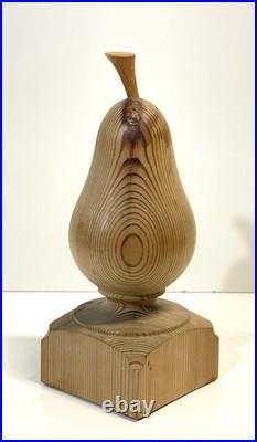 Vintage Folk Art Primitive Wood Sculpture Of A Pear