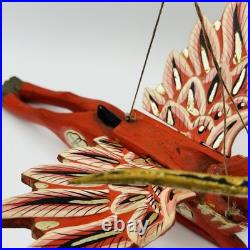 Vintage Folk Art Red Winged Deer Alebrije Hand Painted Wood Sculpture 22 Inch