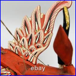 Vintage Folk Art Red Winged Deer Alebrije Hand Painted Wood Sculpture 22 Inch