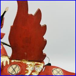 Vintage Folk Art Red Winged Deer Alebrije Hand Painted Wood Sculpture 22 Inch