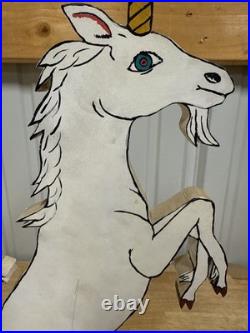 Vintage Folk Art Unicorn by Frank Pickle Signed 1987 Hand-Painted Wood 17 B27