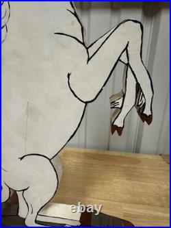 Vintage Folk Art Unicorn by Frank Pickle Signed 1987 Hand-Painted Wood 17 B27
