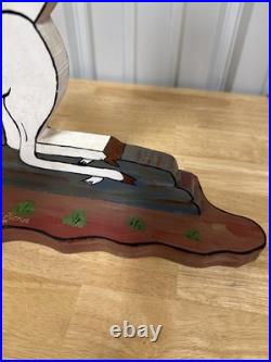 Vintage Folk Art Unicorn by Frank Pickle Signed 1987 Hand-Painted Wood 17 B27