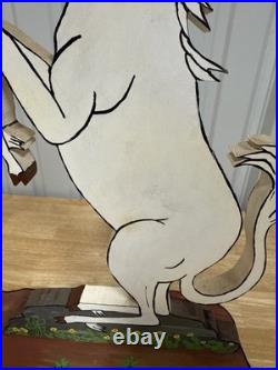 Vintage Folk Art Unicorn by Frank Pickle Signed 1987 Hand-Painted Wood 17 B27