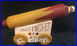 Vintage Folk Art Wolf Creek Circus Cannon Dinah Might Wood Sculpture Marked