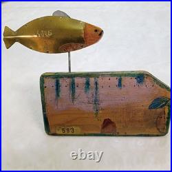 Vintage Folk Art Wood Sculpture Fish by Dick Libby Dickinson's Weathervane 683