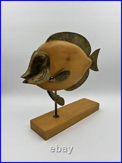 Vintage Frederick Cooper Brass Wood Fish Sculpture MCM Decor Tang Fish