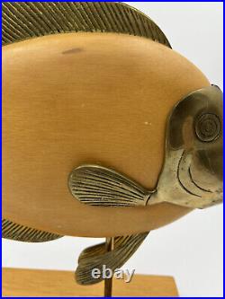 Vintage Frederick Cooper Brass Wood Fish Sculpture MCM Decor Tang Fish
