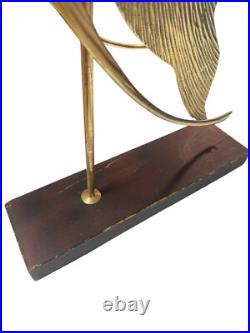 Vintage Frederick Cooper style MCM Angel Fish Brass Sculpture wood stand 22