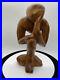 Vintage Free Form Modernist Wood Sculpture Thinker Man Minimalist Style