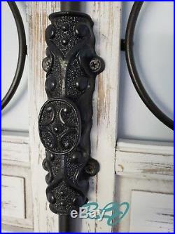 Vintage French Country Distressed Wood Metal Garden Gate Arch Window Wall Decor