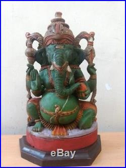 Vintage Ganesha Sculpture Ganesh Ganapati Hindu God Statue Temple Figurine Idol