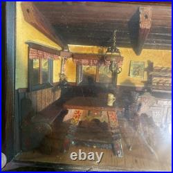 Vintage German 3D Wood Carving Shadow Box Diorama Music Box Folk Art AS-IS
