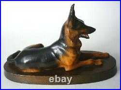 Vintage German Shepherd wood Carving Signed Diller 1911-1984 worked With Anri