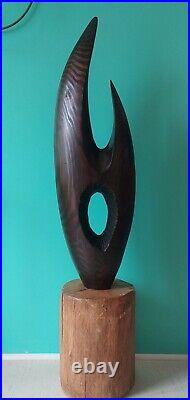 Vintage Gert Olsen Abstract Modern Large Carved Sculpture danish artist mcm