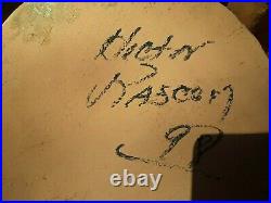 Vintage HECTOR RASCON ARTIST signed Southwestern Folk Art LION CARVING 1998 WOOD