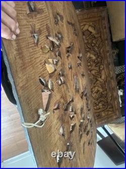 Vintage Haitian Hand Carved Wood Folk Art Wall Sculpture Plaque Haiti