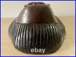 Vintage Hand Carved African Lion Mask. Tribal Wood Sculpture. Kifwebe Style